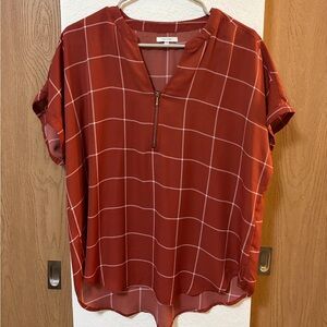 Maurice’s Rust Checkered Short Sleeve Blouse